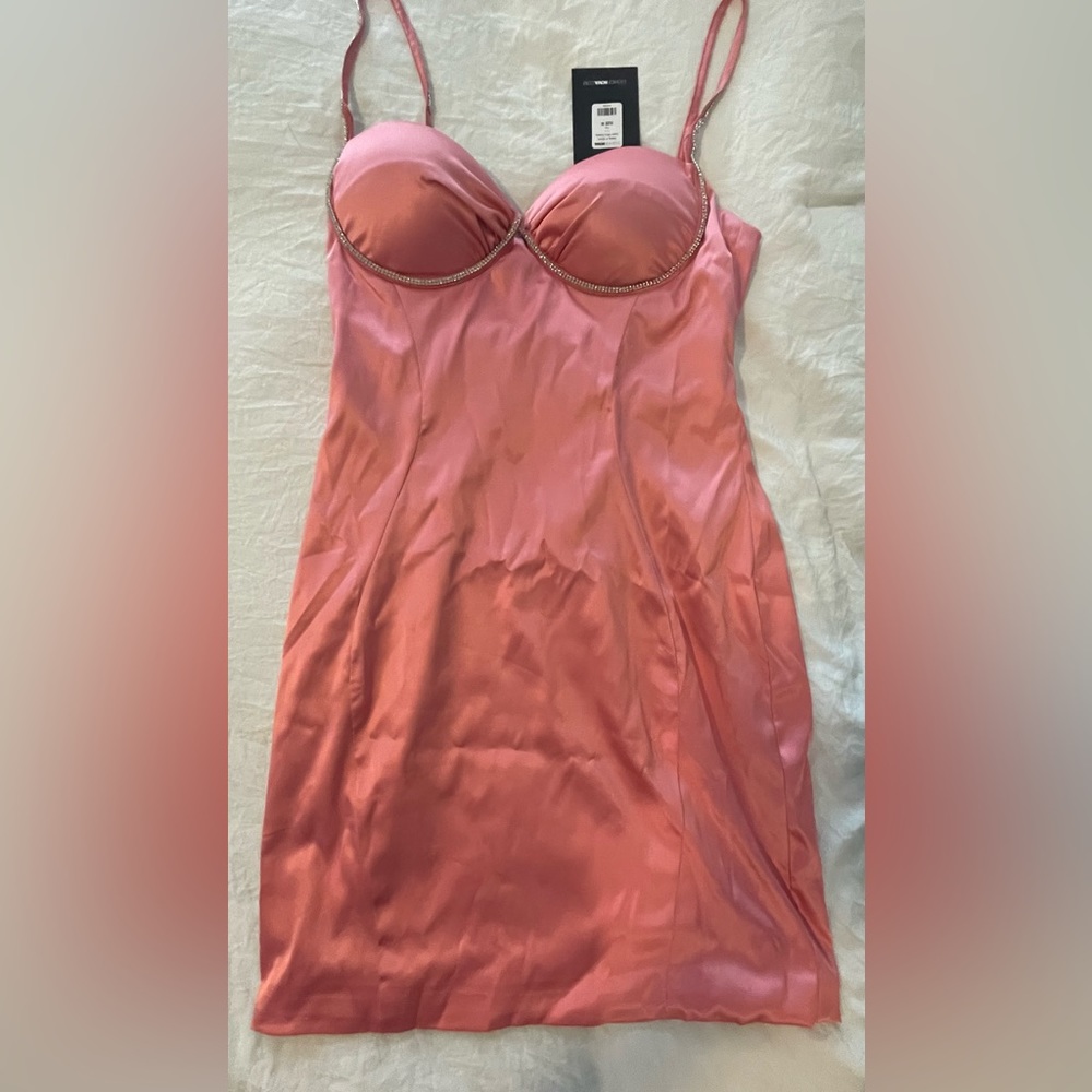 FashionNova Pink Make A wish mini dress w/ rhinestones.